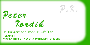 peter kordik business card